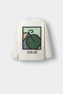 T-shirt de manga comprida Japão Bicicleta criança