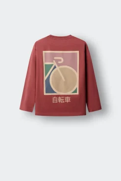 T-shirt de manga comprida Japão Bicicleta criança