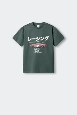 T-shirt de manga curta carro vermelho criança