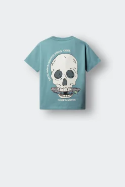 T-shirt de manga curta com caveira skate para menino
