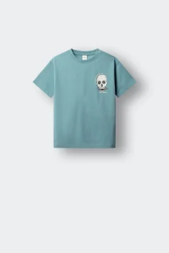 T-shirt de manga curta com caveira skate para menino