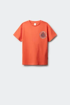 T-shirt de manga curta com árvore e círculo para criança