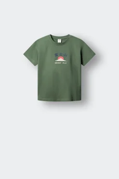 T-shirt de manga curta com texto Monte Fuji para criança