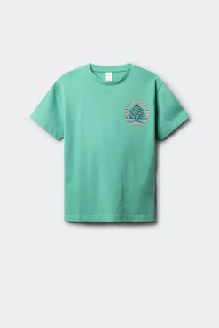 T-shirt de manga curta com árvore e círculo para criança