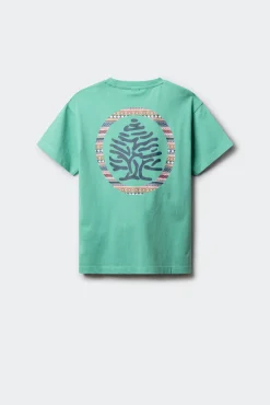 T-shirt de manga curta com árvore e círculo para criança