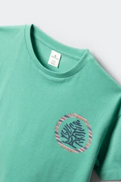 T-shirt de manga curta com árvore e círculo para criança