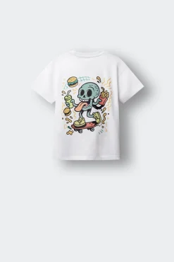 T-shirt de manga curta com caveira skate para menino