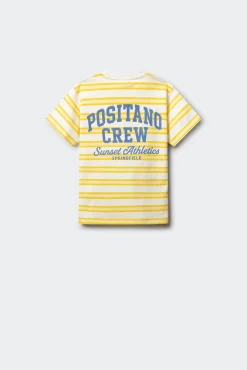 T-shirt de manga curta com riscas verticais para menino