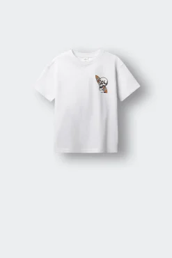 T-shirt de manga curta com caveira surfista para menino