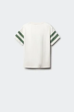 T-shirt de manga curta com árvore às riscas para criança