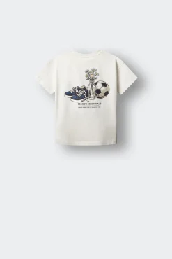 T-shirt de manga curta de futebol vintage para menino