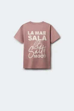 T-shirt de manga curta em tecido waffle para criança