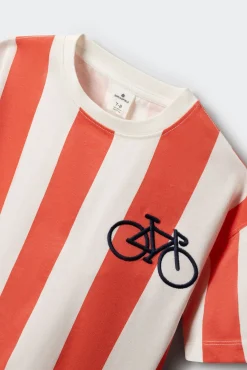 T-shirt de manga curta às riscas positano crew para menino