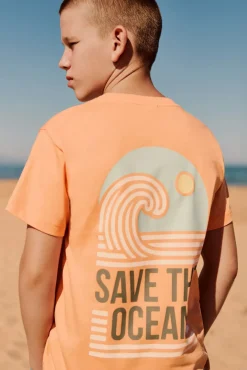 T-shirt de manga curta "Save the ocean" para menino