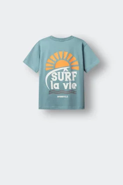 T-shirt de manga curta "Surf la vie" para menino