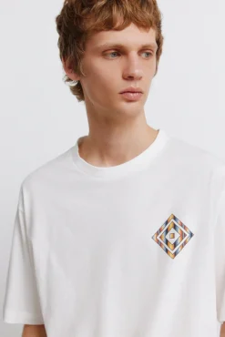 T-shirt de riscas em losango