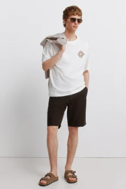 T-shirt de riscas em losango