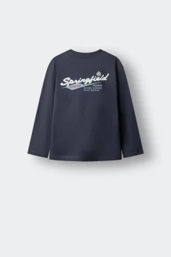 T-shirt manga comprida com logo Springfield para criança