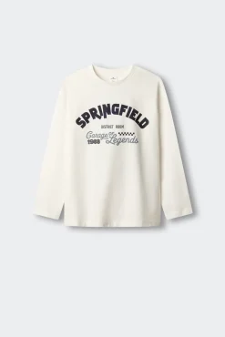 T-shirt manga comprida com logo Springfield para criança