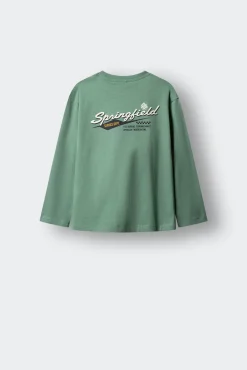 T-shirt manga comprida com logo Springfield para criança
