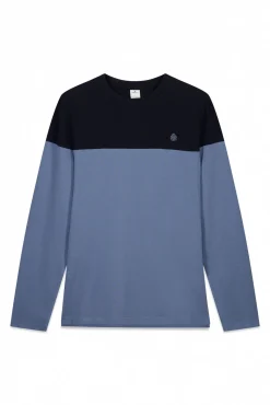 T-shirt manga comprida efeito color block