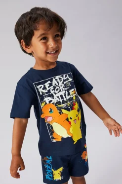 T-shirt manga curta Pokemon para menino