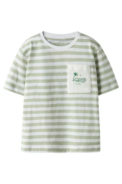 T-shirt manga curta às riscas