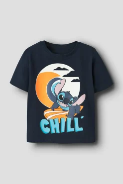 T-shirt manga curta Stitch para menino