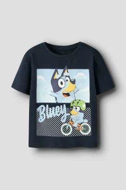 T-shirt Bluey manga curta para menino