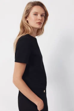T-shirt cintado guipura