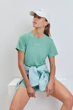 T-shirt com abertura nas costas verde