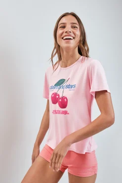 T-shirt com abertura nas costas rosa
