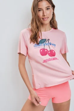 T-shirt com abertura nas costas rosa