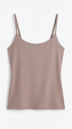 T-shirt com copa fixa interior marrom