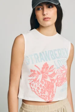 T-shirt comprida gola redonda