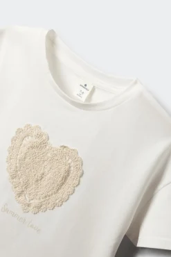 T-shirt Coração Crochet menina