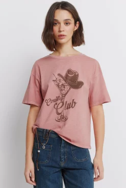 T-shirt "country club" em algodão