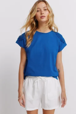T-shirt crochet ombros