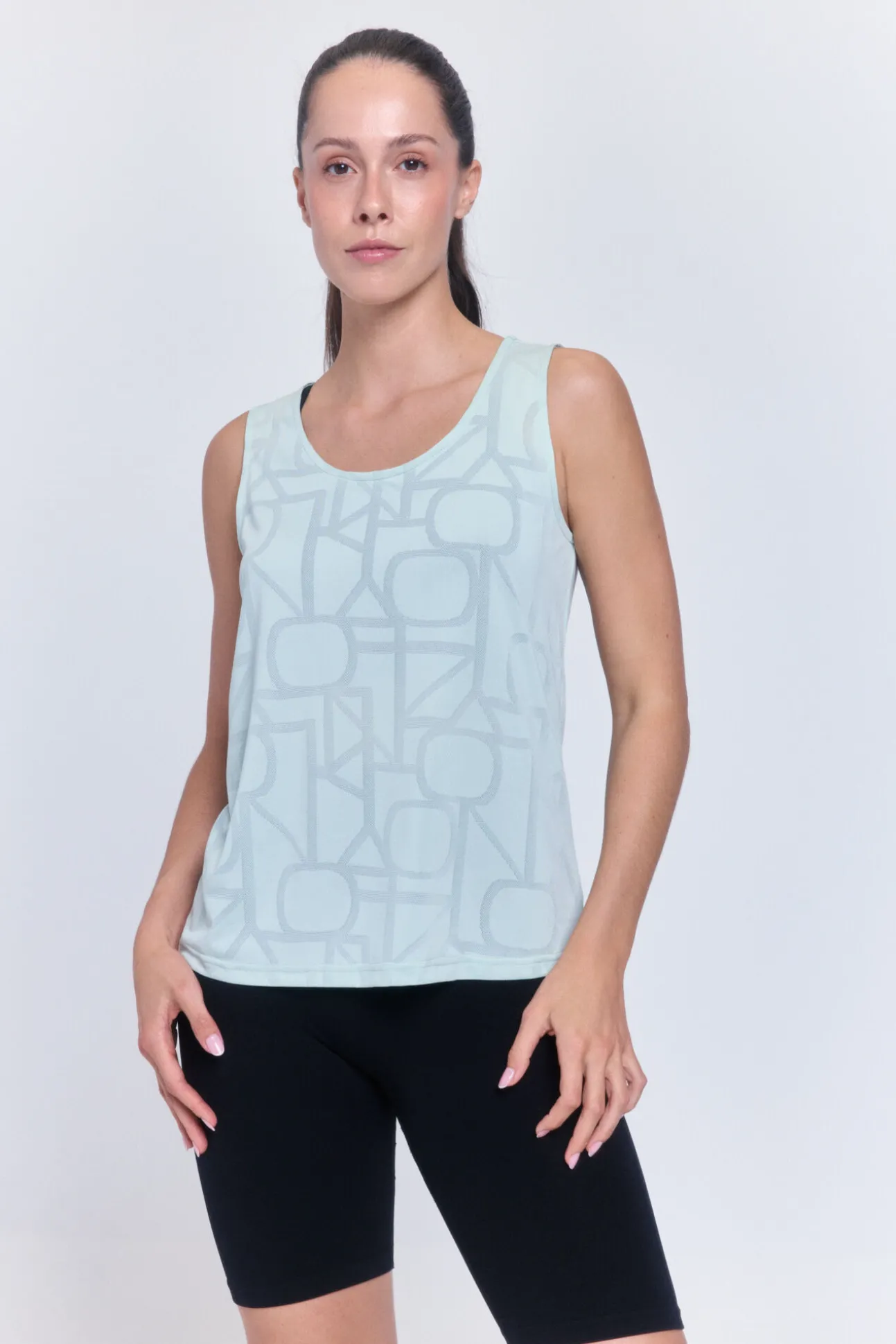 T-shirt de alças desportiva em tecido mesh