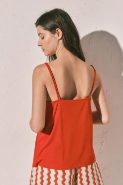 T-shirt de alças finas coral