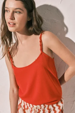 T-shirt de alças finas coral