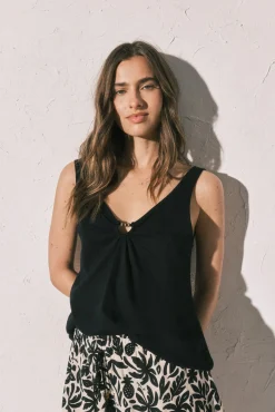 T-shirt de alças largas preto