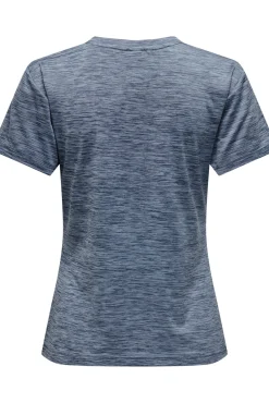 T-shirt de gola manga curta com decote em V e tecido com efeito lavado