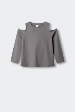 T-shirt de manga comprida cut out menina