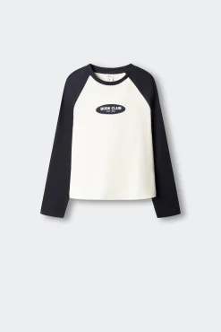 T-shirt de manga comprida rib varsity menina
