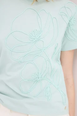 T-shirt de manga curta bordado cordon