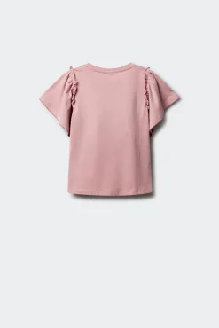 T-shirt de manga curta básica com folhos para menina