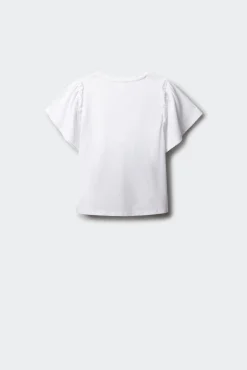 T-shirt de manga curta básica com folhos para menina