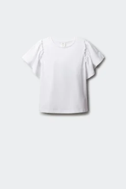 T-shirt de manga curta básica com folhos para menina