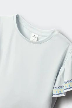 T-shirt de manga curta básica com folho estampado para menina